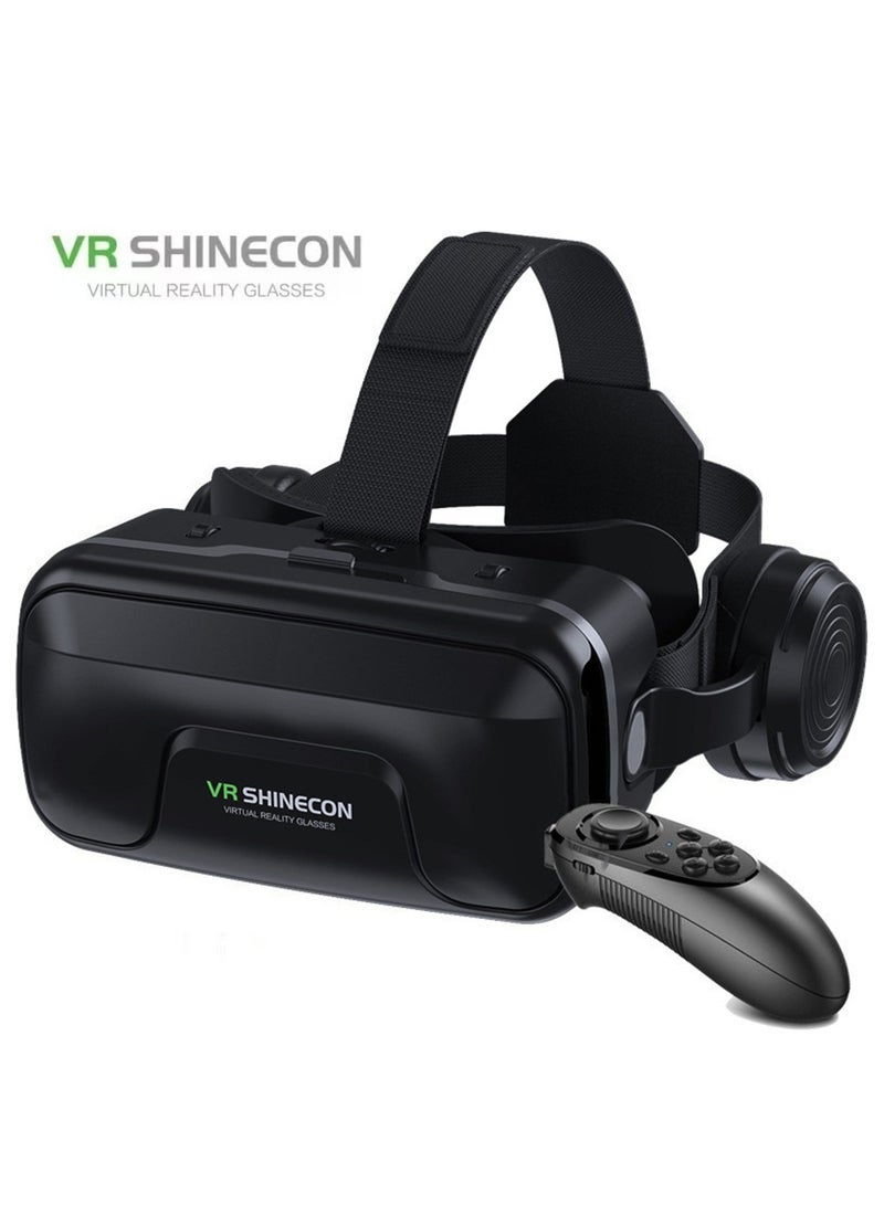VR SHINECON Classic VR Goggles Bluetooth Headset VR SHINECON 3D Virtual Reality Glasses + Controller for TV, Movies & Video Games Compatible with iOS & Android Within 5.5-7.2inch Screen Phone Eye Protected Soft & Comfortable Adjustable Distance IMAX Giant Screen/Optical Lenses/Panoramic Roaming/ Immersive Games - Image 1